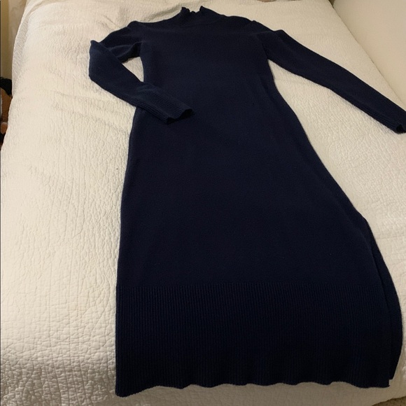 Elegant Navy Long Sleeve Sweater Dress - Picture 1 of 2